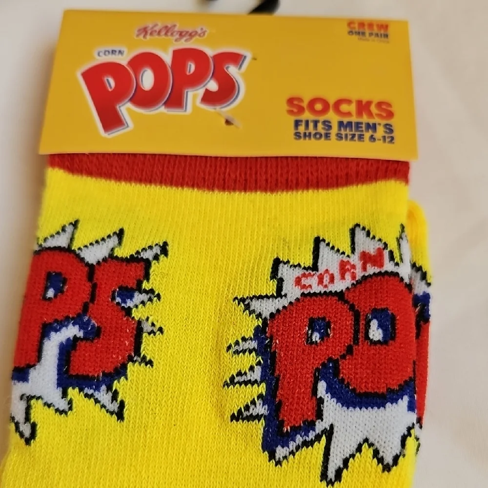 KELLOGS CORN POPS Mens Graphic Crew Socks 6-12 NWT